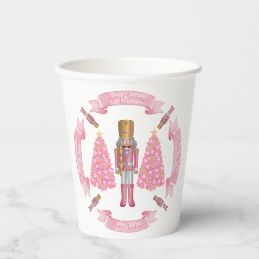 Pink Christmas Nutcracker Paper Cup Papieren Bekers (Voorkant)