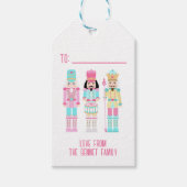 Pink Christmas Nutcracker Pastel Personalized Name Cadeaulabel (Voorkant)