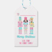 Pink Christmas Nutcracker Pastel Personalized Name Cadeaulabel (Voorkant)