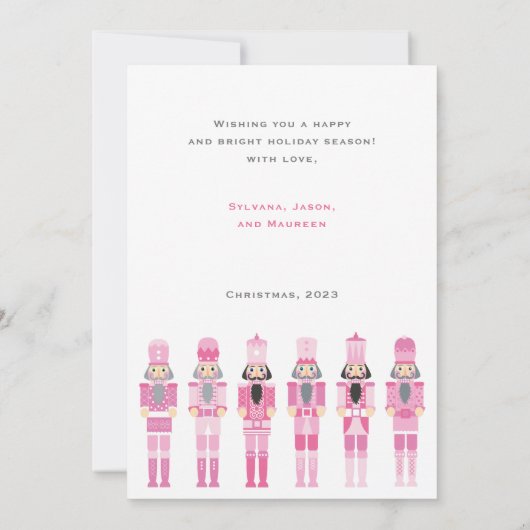 PINK CHRISTMAS NUTCRACKER PHOTO GREETING CARTE (Dos)