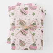 Pink Christmas Ornament Wrapping Paper (In situ)