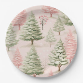 Pink Christmas Paper Plates Papieren Bordje