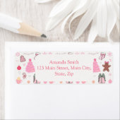 Pink Christmas Pattern Adres Etiket (Insitu)