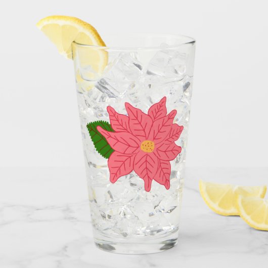 Pink Christmas Poinsettia  Glas (Voorkant ijs)