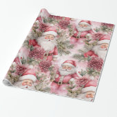 Pink Christmas Santa-clausule Cadeaupapier (Uitgerold)