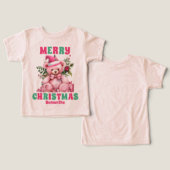 Pink Christmas Teddy Bear Nom personnalisé (Design Recto & Verso)