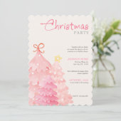 Pink Christmas Tree Christmas Party Invitation (Debout devant)