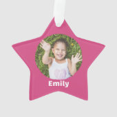 Pink Christmas Tree Dated Photo Star Ornament (achterkant)
