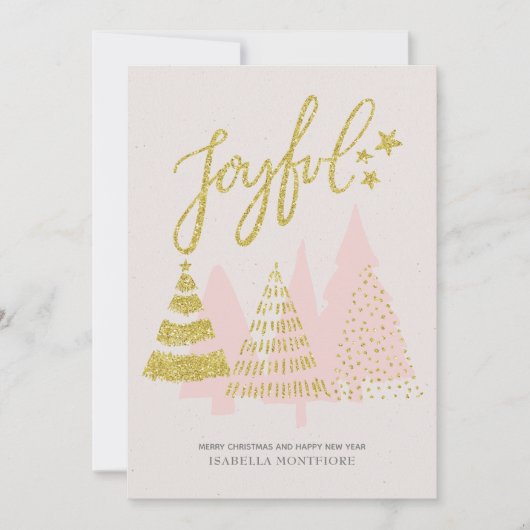 Pink Christmas Tree Gold Parties scintillant Carte (Devant)