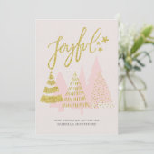 Pink Christmas Tree Gold Parties scintillant Carte (Debout devant)