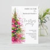  Pink Christmas Tree Party Personalized Invitation (Debout devant)