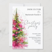  Pink Christmas Tree Party Personalized Invitation (Devant)