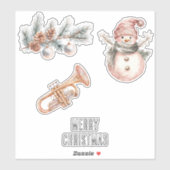Pink Christmas Tree Pine Cones Ornaments Trumpet Sticker (Vel)