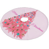 Pink Christmas Tree Skirt Fleece Kerstboom Rok (Gekanteld)