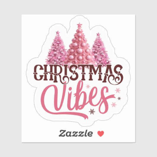 Pink Christmas Tree Sticker (Feuille)