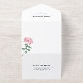 Pink Chrysanthemum Botanical Wedding All In One Uitnodiging (Buiten)