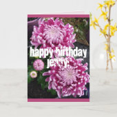 Pink Chrysanthemum fleurs florales Carte d'anniver (Fleur jaune)