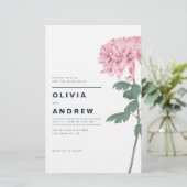 Pink Chrysanthemum Floral Wedding Invitation (Staand voorkant)