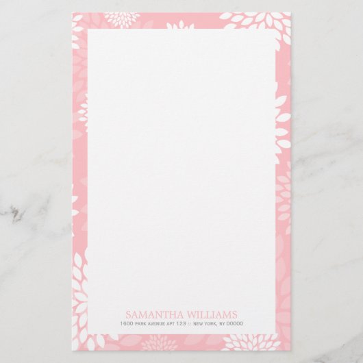 Pink Chrysanthemums Floral Pattern Briefpapier (Voorkant)