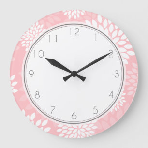 Pink Chrysanthemums Floral Pattern Grote Klok