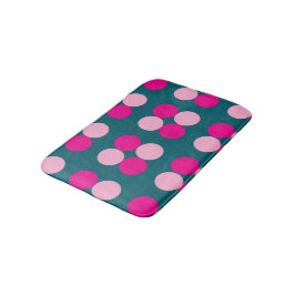 Pink Circles on Green Bath Mat