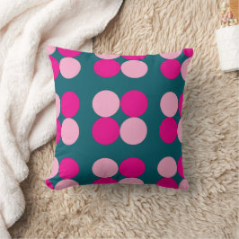 Pink Circles on Green Throw Pillow Kussen