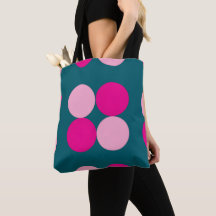 Pink Circles on Green Tote