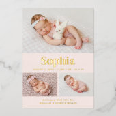 Pink Classic 3 Photo Collage Faire-part de naissan (Recto)