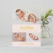 Pink Classic 3 Photo Collage Faire-part de naissan (Debout devant)