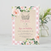 Pink Classic Picnic Birthday Invitation (Debout devant)
