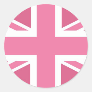 Pink Classic Union Jack Britse (UK) vlag Ronde Sticker