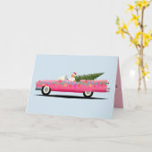 PINK CLASSIC VOITURE CLASSIQUE NOËL Cartes de voeu (Fleur jaune)