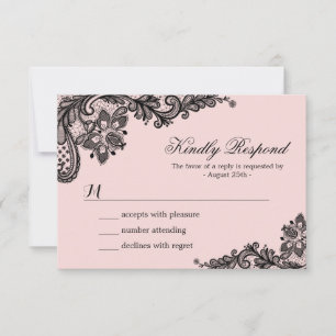Pink Classy avec carte RSVP de mariage en dentelle
