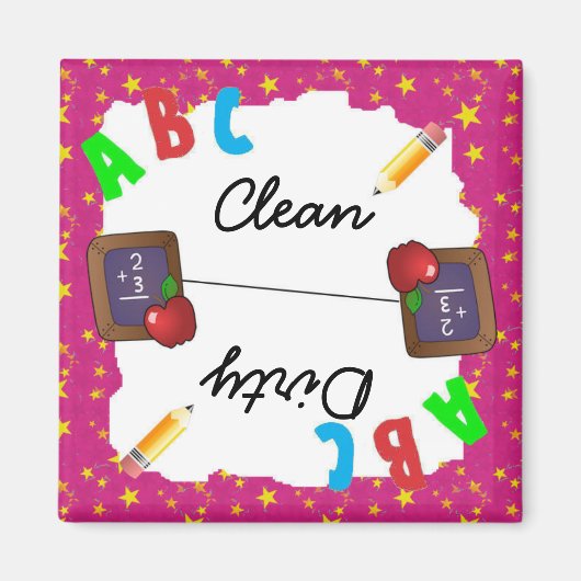 Pink Clean & Dirty School Chalkboard Magnet (Devant)