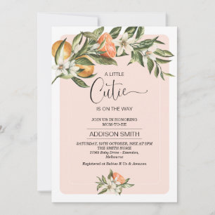 Pink Clementine Little Cutie Baby shower Kaart