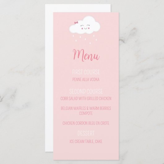 Pink Cloud Baby girl Douche Menu (Devant / Derrière)