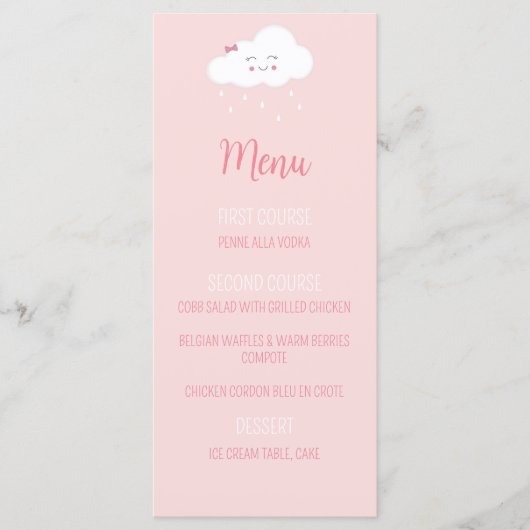 Pink Cloud Baby girl Douche Menu (Devant)