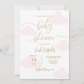 Pink Cloud Baby shower Meisje Kaart (Voorkant)