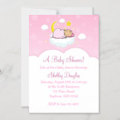 Pink Cloud Girl Magnetic Baby Shower Invitations (Recto)