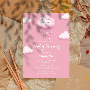 Pink Cloud Schattige Baby shower Kaart