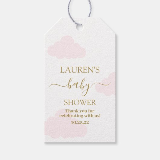 Pink Clouds Baby shower Girl Gift Label Cadeaulabel (Voorkant)