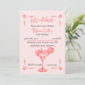 Pink Cocktail Birthday Invitation - Summer Vibe (Debout devant)
