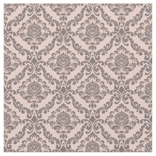 Pink & Cocoa Damask Stof (Close Up)
