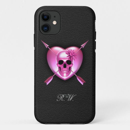 Pink Coeur et crâne iPhone 5 Coque (Dos)