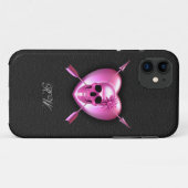 Pink Coeur et crâne iPhone 5 Coque (Dos (Horizontal))
