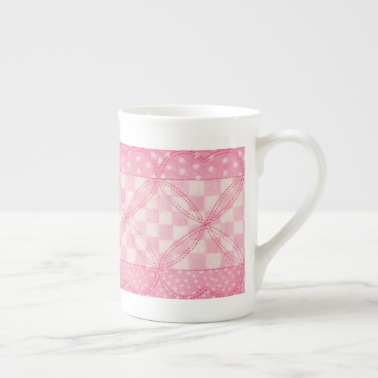 PINK COEUR QUILT OS Chine Mug (Droite)