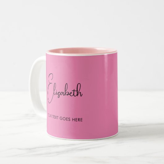 Pink Coffee Mug Nom du script Texte Modèle (Devant gauche)