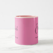 Pink Coffee Mug Nom du script Texte Modèle (Centre)