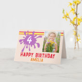 Pink Color Splash 3 Photo Carte d'anniversaire pou (Fleur jaune)