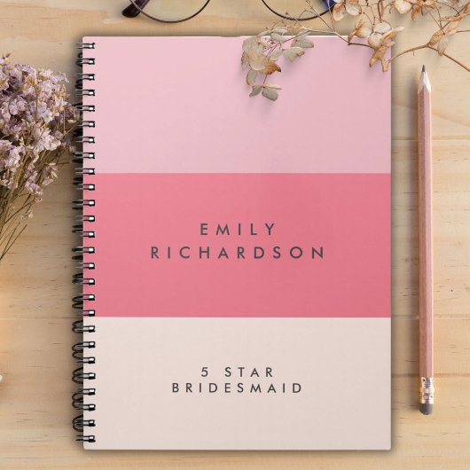 Pink Colorblock bridesmaid Spiral Carnet